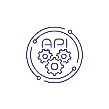 API line icon with gears Stock Illustration