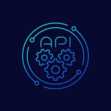 API line icon with gears, vector art イラスト素材