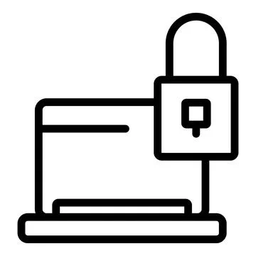 Api lock laptop icon, outline style Stockillustratie