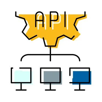 Api managing system integration and software development connection Ilustración de archivo