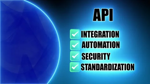 API - Neon text on blue background Stock Footage 302100312