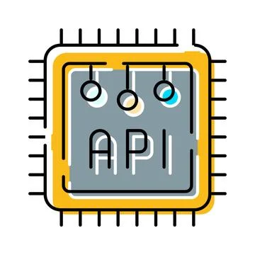 Api programming interface on microchip processor concept Stock Illustration
