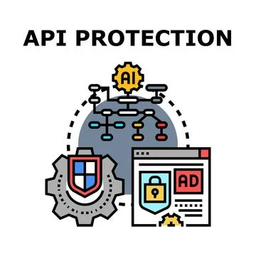 Api protection concept securing data and network access イラスト素材