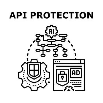 Api protection concept securing data and network access Stockillustratie