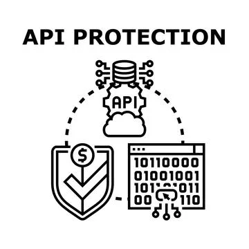 Api protection ensuring data security and secure access Stock Illustration