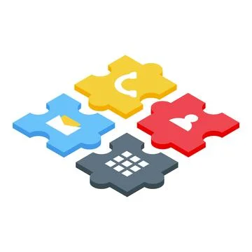 Api puzzle icon isometric vector. Code development Stock Illustration