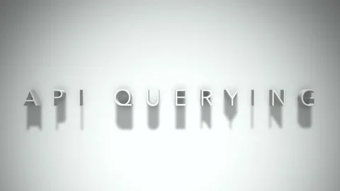 Api querying 3D title animation white text on a white background Stock Footage 299748683