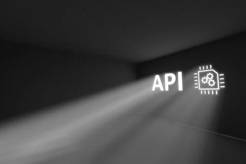 API rays volume light concept 3d illustration Stockillustratie