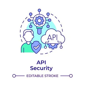 Api security multi color concept icon Stock Illustration