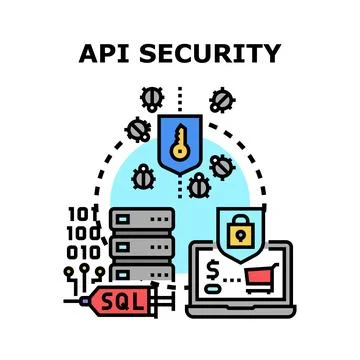 Api security protecting digital data and servers 스톡 일러스트