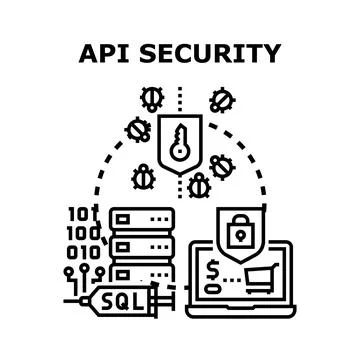 Api security protecting digital data and servers 스톡 일러스트