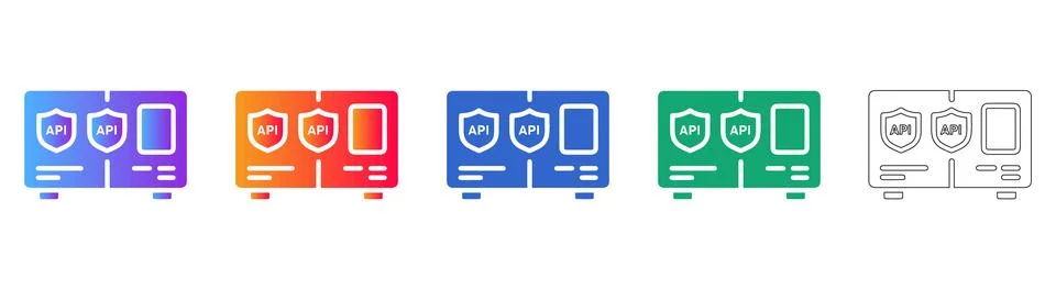 API Security Shield Icon Set Stock Illustration