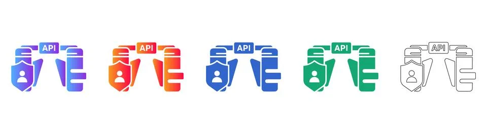 API Security Shield Icon Set for Web Development Stock-Illustration