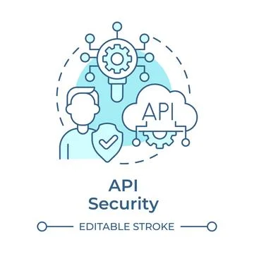 Api security soft blue concept icon Stock Illustration
