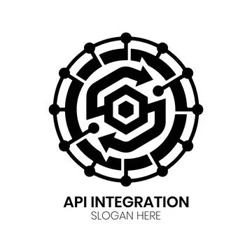 API Server Connectivity Logo Design with Circular Arrow Network Stock Illustration
