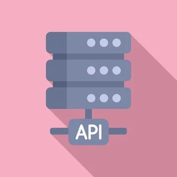 Api server data icon flat vector. Gear hosting service Stock Illustration
