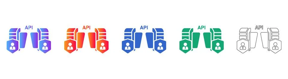 API Server Security Icon Set for Cloud Infrastructure Stock-Illustration