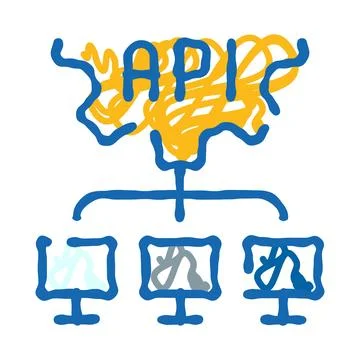Api software development and web service connection concept Stock Illustration