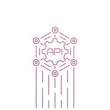 API, software integration, vector line art 库存插图