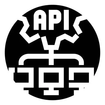 Api software interface connecting computers and servers Illustration