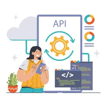 API technology concept. Flat vector illustration イラスト素材