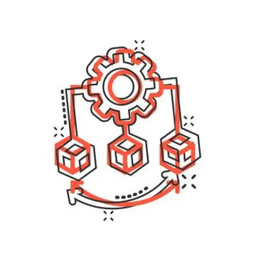 Api technology icon in comic style. Algorithm cartoon vector illustration on  库存插图