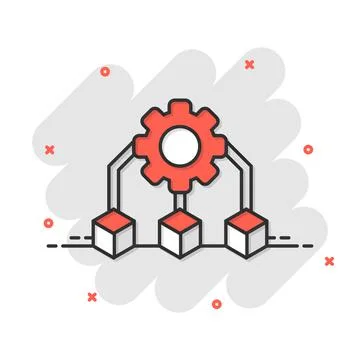 Api technology icon in comic style. Algorithm cartoon vector illustration on  库存插图