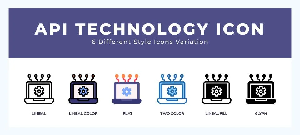 Api technology icon symbol. logo illustration with different styles Stock Illustration