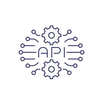 API technology, line vector icon Stock Illustration