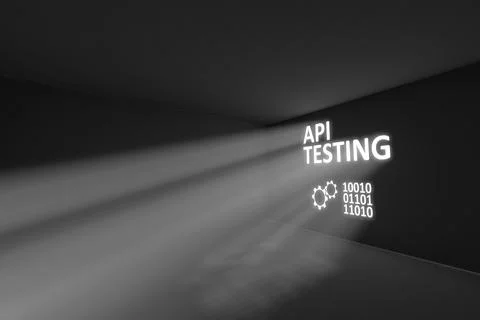 API TESTING rays volume light concept 3d illustration Stock Illustration