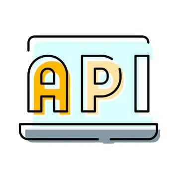 Api text on laptop screen software development icon Ilustración de archivo