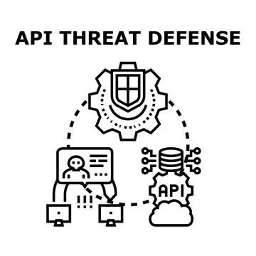 Api threat defense and security shield protecting data Stock Illustration