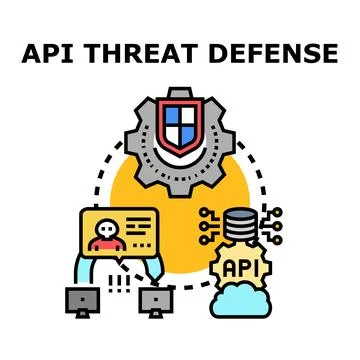 Api threat defense and security shield protecting data Stock Illustration