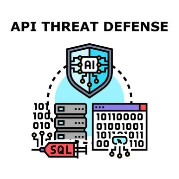 Api threat defense protecting data from cyber attacks Stock Illustration
