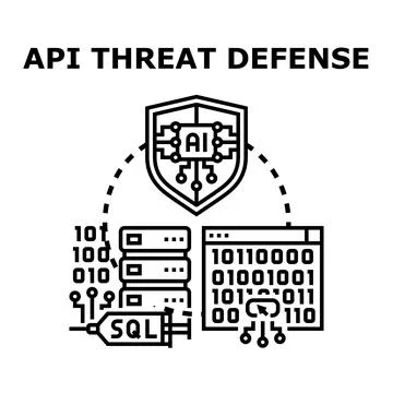 Api threat defense protecting data from cyber attacks Stock Illustration