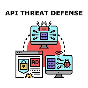 Api threat defense protecting network and cybersecurity system Stock Illustration