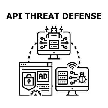 Api threat defense protecting network and cybersecurity system Stock Illustration
