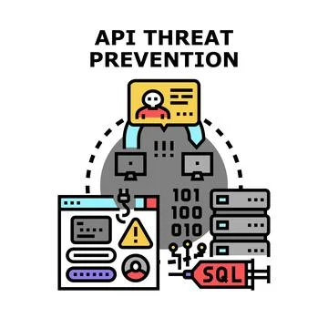 Api threat prevention protecting online data and network security Stock Illustration