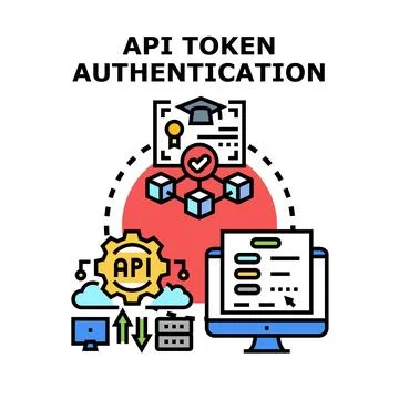 Api token authentication digital security protocol concept art Stock Illustration