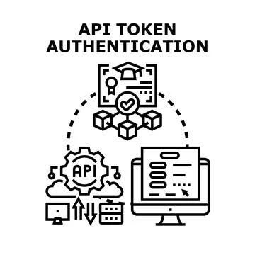 Api token authentication digital security protocol concept art Stock Illustration