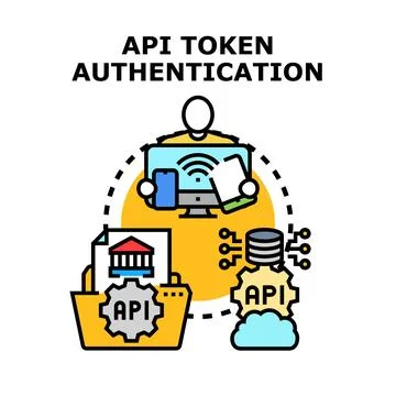 Api token authentication process establishing secure data access Stock-Illustration
