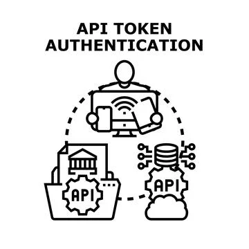 Api token authentication process establishing secure data access Stock Illustration
