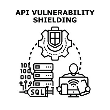 Api vulnerability shielding protecting software and data Stockillustratie
