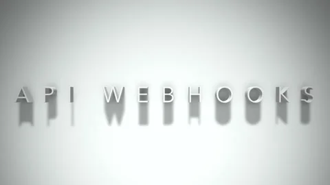Api webhooks 3D title animation white text on a white background Stock Footage 299369239