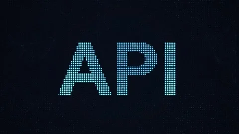 API word on glowing blue LED dot matrix display motion background Stock Footage 338066054