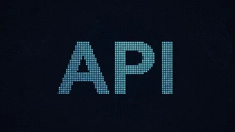 API word glowing blue LED dot matrix technology background Stock Illustration