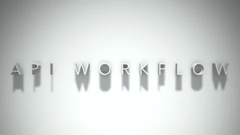 Api workflow 3D title animation white text on a white background Stock Footage 299748715