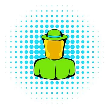 Apiarist icon, comics style Stock Illustration