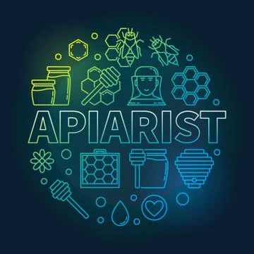 Apiarist vector colored round outline illustration Stock Illustration
