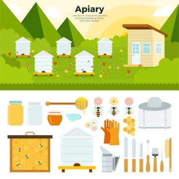 Apiary in the garden Stock Illustration